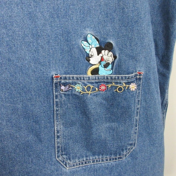 Mickey Unlimited Jerry Leign Denim Dress Overall Women 26 Embroidered Vtg 578 - Picture 5 of 14
